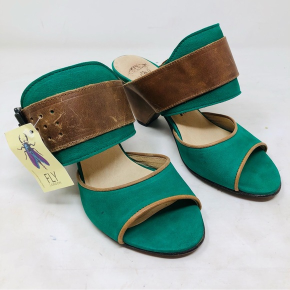 Fly London Girl Leather Sandal Heels - Picture 4 of 13